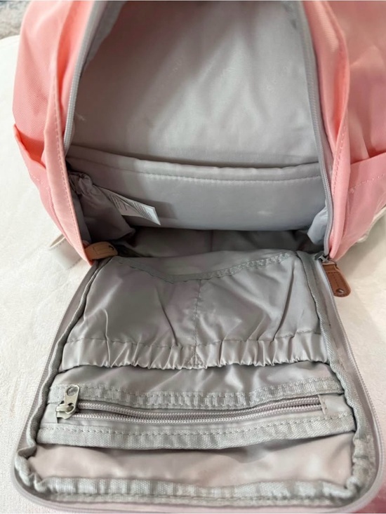 Doughnut Pink And Beige Mini Backpack With Adjustment Straps And Multi Pockets
